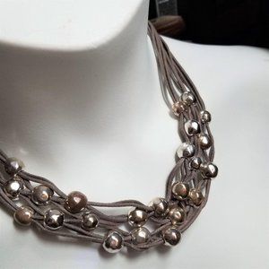 St Thomas Linen & Brass & Silver Copper Ball Neckl